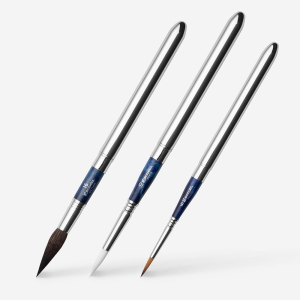 SET BLUE ESCODA - ASTUCCIO IN TESSUTO CON 3 PENNELLI DA VIAGGIO RICHIUDIBILI SINTETICI ASSORTITI