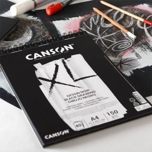BLOCCO CARTA PER DISEGNO NERA CANSON XL DESSIN NOIR 150 GR MQ