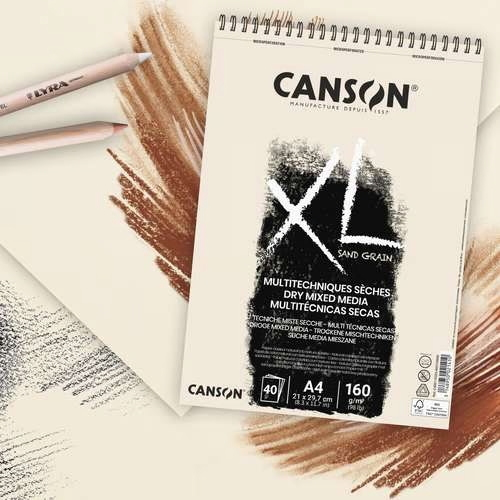 BLOCCO CARTA PER TECNICHE MISTE COLORE SABBIA CANSON XL SAND GRAIN MIXED MEDIA 160 GR MQ