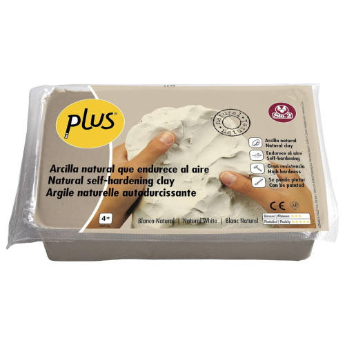 ARGILLA NATURALE AUTOINDURENTE BIANCA DA MODELLARE 1 KG PLUS SIO-2 