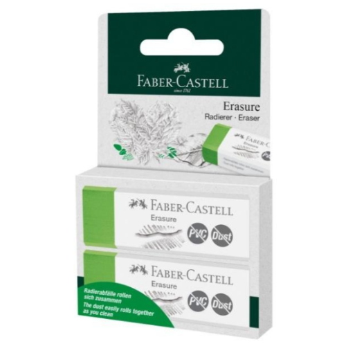 CONFEZIONE CON 2 GOMME VERDI PER MATITA CON UNICO RESIDUO - ERASURE FABER CASTELL