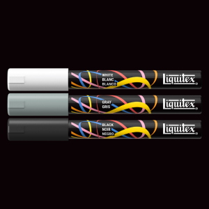 CONFEZIONE CON 3 PENNARELLI ACRILICI MULTISUPERFICIE PUNTA TONDA DA 2 MM LIQUITEX MARKER - SET MONOCHROME