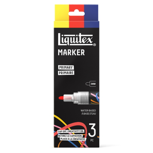 CONFEZIONE CON 3 PENNARELLI ACRILICI MULTISUPERFICIE PUNTA TONDA DA 2 MM LIQUITEX MARKER - SET PRIMARY