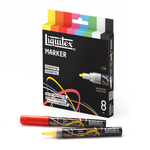 CONFEZIONE CON 8 PENNARELLI ACRILICI MULTISUPERFICIE PUNTA TONDA DA 2 MM LIQUITEX MARKER - SET ESSENTIAL