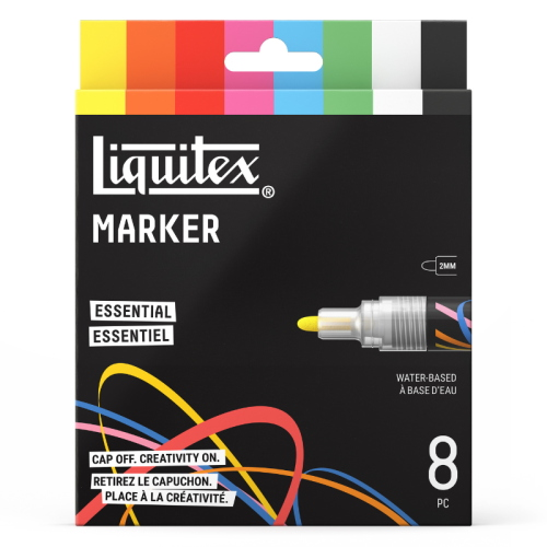 CONFEZIONE CON 8 PENNARELLI ACRILICI MULTISUPERFICIE PUNTA TONDA DA 2 MM LIQUITEX MARKER - SET ESSENTIAL