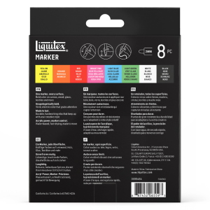 CONFEZIONE CON 8 PENNARELLI ACRILICI MULTISUPERFICIE PUNTA TONDA DA 2 MM LIQUITEX MARKER - SET ESSENTIAL