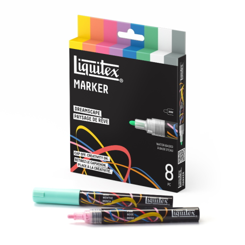 CONFEZIONE CON 8 PENNARELLI ACRILICI MULTISUPERFICIE PUNTA TONDA DA 2 MM LIQUITEX MARKER - SET DREAMSCAPE