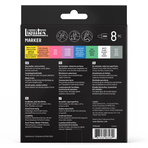 CONFEZIONE CON 8 PENNARELLI ACRILICI MULTISUPERFICIE PUNTA TONDA DA 2 MM LIQUITEX MARKER - SET DREAMSCAPE
