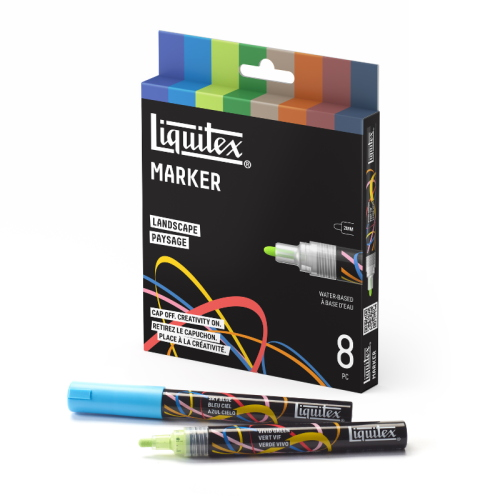 CONFEZIONE CON 8 PENNARELLI ACRILICI MULTISUPERFICIE PUNTA TONDA DA 2 MM LIQUITEX MARKER - SET LANDSCAPE