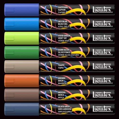 CONFEZIONE CON 8 PENNARELLI ACRILICI MULTISUPERFICIE PUNTA TONDA DA 2 MM LIQUITEX MARKER - SET LANDSCAPE