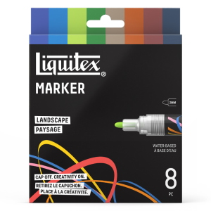 CONFEZIONE CON 8 PENNARELLI ACRILICI MULTISUPERFICIE PUNTA TONDA DA 2 MM LIQUITEX MARKER - SET LANDSCAPE
