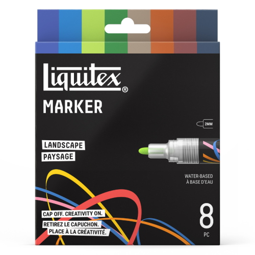 CONFEZIONE CON 8 PENNARELLI ACRILICI MULTISUPERFICIE PUNTA TONDA DA 2 MM LIQUITEX MARKER - SET LANDSCAPE