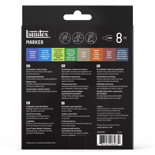 CONFEZIONE CON 8 PENNARELLI ACRILICI MULTISUPERFICIE PUNTA TONDA DA 2 MM LIQUITEX MARKER - SET LANDSCAPE