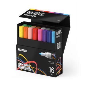 CONFEZIONE CON 16 PENNARELLI ACRILICI MULTISUPERFICIE PUNTA TONDA DA 2 MM LIQUITEX MARKER - SET EXPRESSION