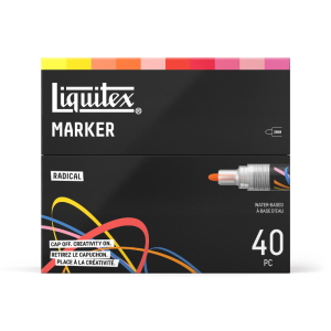 CONFEZIONE CON 40 PENNARELLI ACRILICI MULTISUPERFICIE PUNTA TONDA DA 2 MM LIQUITEX MARKER - SET RADICAL