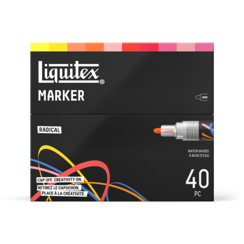 CONFEZIONE CON 40 PENNARELLI ACRILICI MULTISUPERFICIE PUNTA TONDA DA 2 MM LIQUITEX MARKER - SET RADICAL