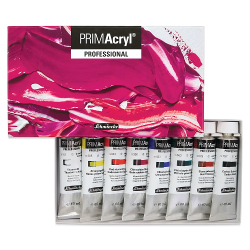 CONFEZIONE CON 8 COLORI ACRILICI EXTRAFINI HEAVY BODY DA 60 ML PRIMACRYL PROFESSIONAL SCHMINCKE - SELEZIONE GENERALE