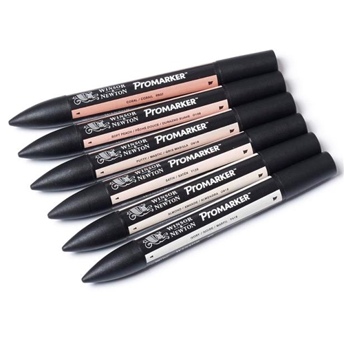 CONFEZIONE 6 PENNARELLI DOPPIA PUNTA PROMARKER SELEZIONE SKIN TONES SET 1 WINSOR & NEWTON