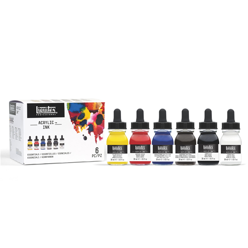 CONFEZIONE CON 6 INCHIOSTRI ACRILICI LIQUITEX INK DA 30 ML ESSENTIALS SET