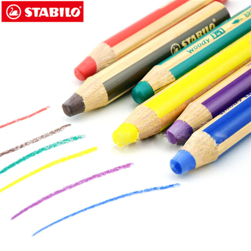 MATITONE COLORATO A CERA ED ACQUERELLABILE STABILO WOODY 3 IN 1 