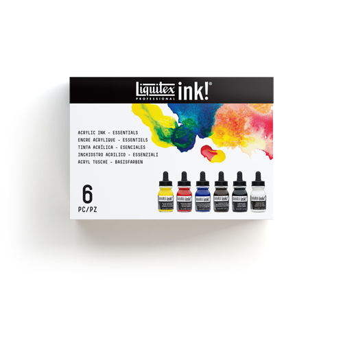 CONFEZIONE CON 6 INCHIOSTRI ACRILICI LIQUITEX INK DA 30 ML ESSENTIALS SET