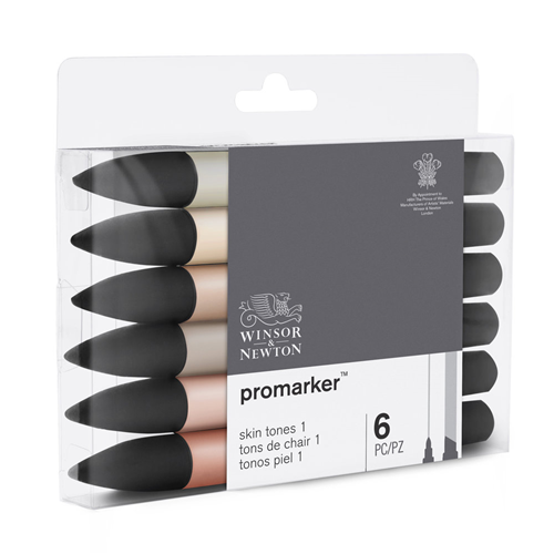 CONFEZIONE 6 PENNARELLI DOPPIA PUNTA PROMARKER SELEZIONE SKIN TONES SET 1 WINSOR & NEWTON