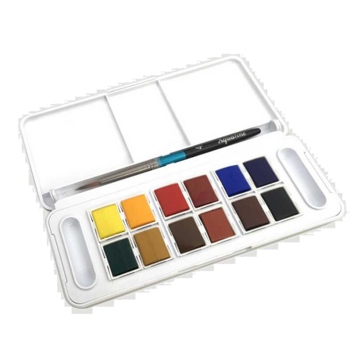 CONFEZIONE TASCABILE CON 12 MEZZI GODET E PENNELLO AQUAFINE TRAVEL SET DALER ROWNEY