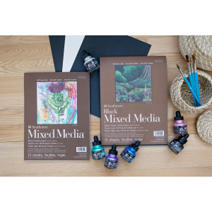 BLOCCO CARTA PER TECNICHE MISTE CM 15,2 X 20,3 GR MQ 300 SUPERFICIE VELLUTATA MIXED MEDIA STRATHMORE