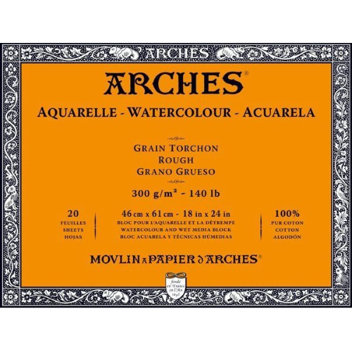 BLOCCO CARTA PER ACQUERELLO ARCHES GRANA GROSSA 100% COTONE GR MQ 300
