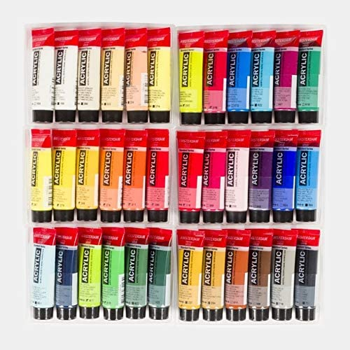CONFEZIONE IN CARTONE CON 36 COLORI ACRILICI 20 ML SELEZIONE GENERALE ACRYLIC AMSTERDAM ROYAL TALENS